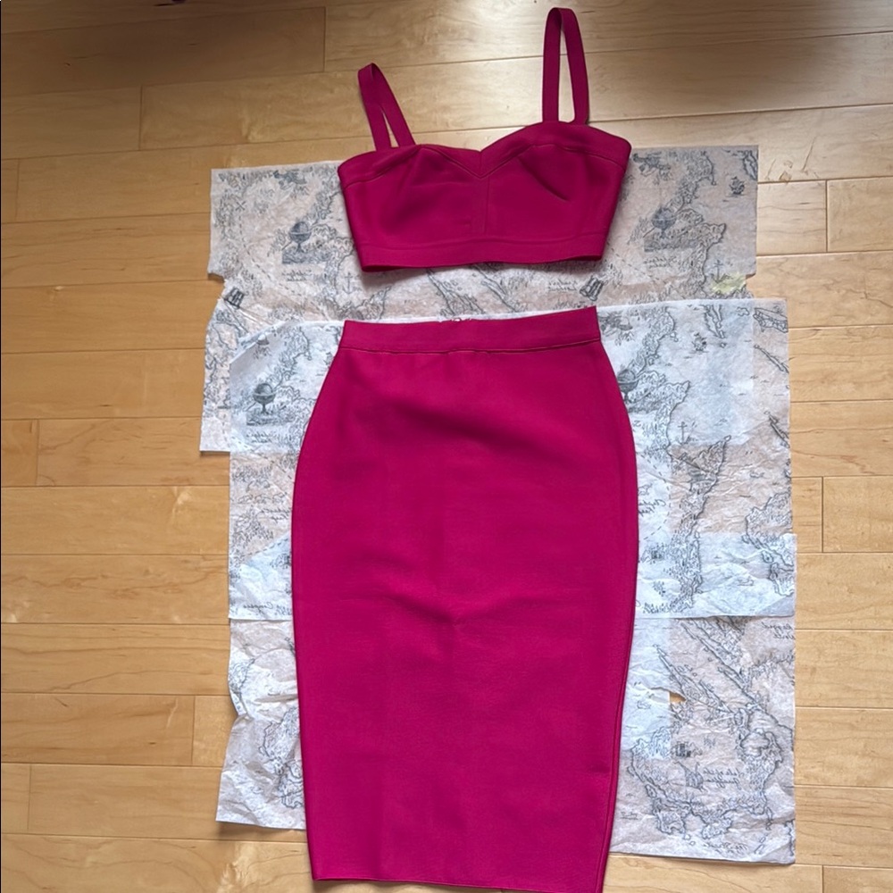 Superdown Pink Pencil Skirt Set